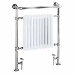 Heritage Bathrooms Heritage - Clifton Heated Towel Rail With Crosshead Valves - Chrome - AHC73