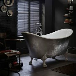 Heritage Bathrooms Heritage Lyddington Freestanding Acrylic Bath (1730 X 750mm) With Feet - Stainless Steel Effect 3 Heritage Bathrooms Heritage Lyddington Freestanding Acrylic Bath (1730 X 750mm) With Feet - Stainless Steel Effect -Heritage Bathrooms shop BLYFS00STL D2 460