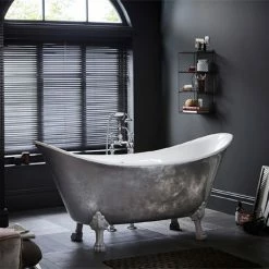 Heritage Bathrooms Heritage Lyddington Freestanding Acrylic Bath (1730 X 750mm) With Feet - Stainless Steel Effect