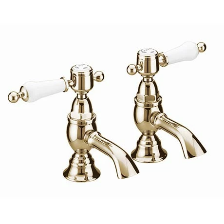 Heritage Bathrooms Heritage - Glastonbury Basin Pillar Taps - Vintage Gold - TGRG00 1 Heritage Bathrooms Heritage - Glastonbury Basin Pillar Taps - Vintage Gold - TGRG00