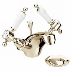 Heritage Bathrooms Heritage - Glastonbury Mono Basin Mixer With Pop-up Waste - Vintage Gold - TGRG04