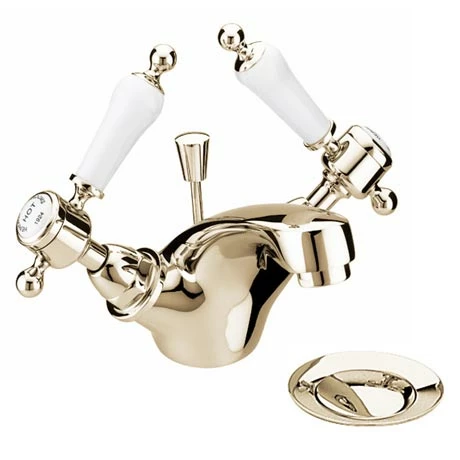 Heritage Bathrooms Heritage - Glastonbury Mono Basin Mixer With Pop-up Waste - Vintage Gold - TGRG04 1 Heritage Bathrooms Heritage - Glastonbury Mono Basin Mixer With Pop-up Waste - Vintage Gold - TGRG04