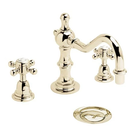Heritage Bathrooms Heritage - Hartlebury 3 Hole Swivel Spout Basin Mixer With Pop-up Waste - Vintage Gold - THRG09 1 Heritage Bathrooms Heritage - Hartlebury 3 Hole Swivel Spout Basin Mixer With Pop-up Waste - Vintage Gold - THRG09