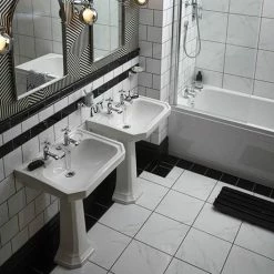 Heritage Bathrooms Heritage - Granley Deco 2TH Basin & Pedestal -Heritage Bathrooms shop PGDW05 PGRW09 D2 460