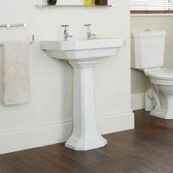 Heritage Bathrooms Heritage - Granley Deco 55cm 2TH Basin & Tall Pedestal 2 Heritage Bathrooms Heritage - Granley Deco 55cm 2TH Basin & Tall Pedestal -Heritage Bathrooms shop PGDW06 PGRW09 D2 460 1
