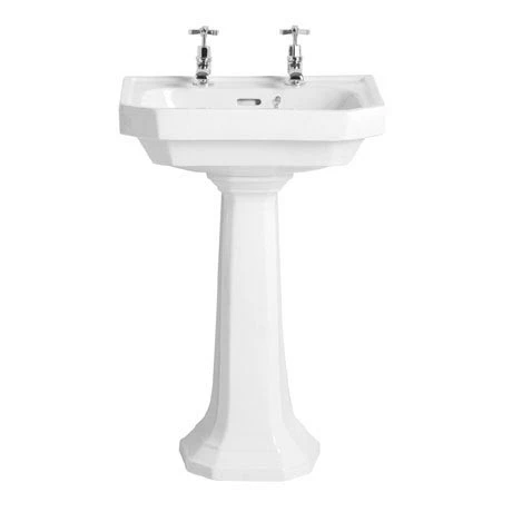 Heritage Bathrooms Heritage - Granley Deco 55cm 2TH Basin & Tall Pedestal Heritage Bathrooms Heritage - Granley Deco 55cm 2TH Basin & Tall Pedestal -Heritage Bathrooms shop PGDW06 PGRW09 P 1