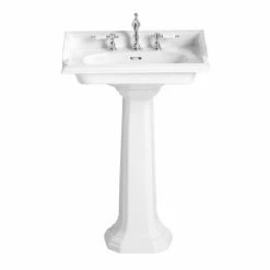 Heritage Bathrooms Heritage - Dorchester Square Basin & Pedestal - 2 Or 3 Tap Hole Options
