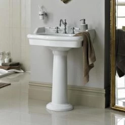 Heritage Bathrooms Heritage - New Victoria 3TH Standard Basin & Pedestal -Heritage Bathrooms shop PVEW063 PVEW10 D3 460