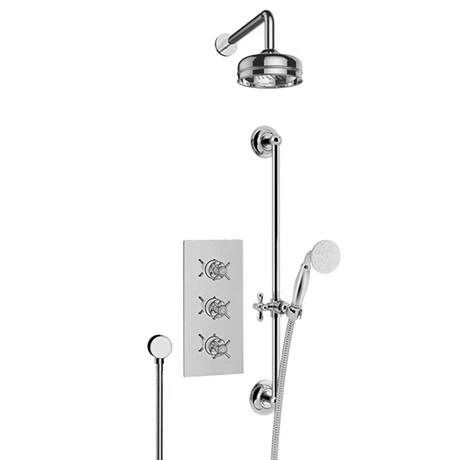 Heritage Bathrooms Heritage - Dawlish Concealed Valve With 6" Fixed Head & Adjustable Riser - Chrome - SDCDUAL03 2 Heritage Bathrooms Heritage - Dawlish Concealed Valve With 6" Fixed Head & Adjustable Riser - Chrome - SDCDUAL03 - Image 2