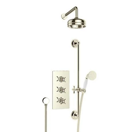 Heritage Bathrooms Heritage Dawlish Concealed Valve With 6" Fixed Head & Adjustable Riser - Vintage Gold - SDCDUAL06 2 Heritage Bathrooms Heritage Dawlish Concealed Valve With 6" Fixed Head & Adjustable Riser - Vintage Gold - SDCDUAL06 - Image 2