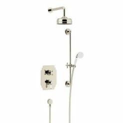 Heritage Bathrooms Heritage Glastonbury Recessed Shower With Premium Fixed Head & Flexible Riser Kit - Vintage Gold - SGDUAL04