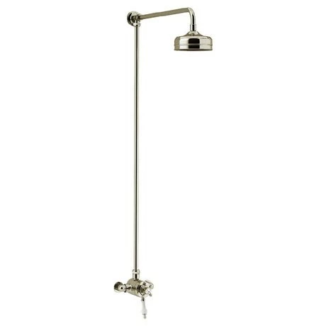 Heritage Bathrooms Heritage Hartlebury Exposed Shower With Premium Fixed Riser Kit - Vintage Gold - SHDDUAL08 1 Heritage Bathrooms Heritage Hartlebury Exposed Shower With Premium Fixed Riser Kit - Vintage Gold - SHDDUAL08