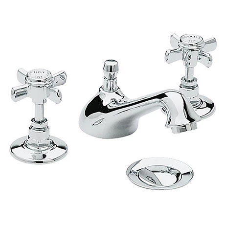 Heritage Bathrooms Heritage - Dawlish 3 Hole Basin Mixer With Pop-up Waste - Chrome - TDCC06 1 Heritage Bathrooms Heritage - Dawlish 3 Hole Basin Mixer With Pop-up Waste - Chrome - TDCC06