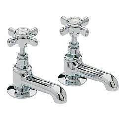 Heritage Bathrooms Heritage - Dawlish Basin Pillar Taps - Chrome - TDCC00
