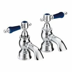 Heritage Bathrooms Heritage Glastonbury Midnight Blue Bath Pillar Taps - TGRBL01