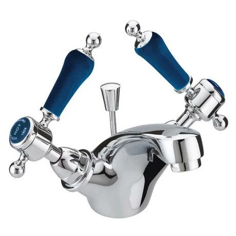 Heritage Bathrooms Heritage Glastonbury Midnight Blue Mono Basin Mixer With Pop-up Waste - TGRBL04 1 Heritage Bathrooms Heritage Glastonbury Midnight Blue Mono Basin Mixer With Pop-up Waste - TGRBL04