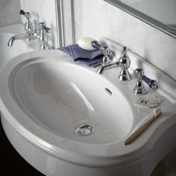 Alternative view of Heritage Bathrooms Heritage Glastonbury Midnight Blue 3 Hole Basin Mixer With Pop-up Waste - TGRBL06