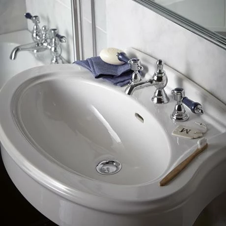 Heritage Bathrooms Heritage Glastonbury Midnight Blue 3 Hole Basin Mixer With Pop-up Waste - TGRBL06 2 Heritage Bathrooms Heritage Glastonbury Midnight Blue 3 Hole Basin Mixer With Pop-up Waste - TGRBL06 - Image 2