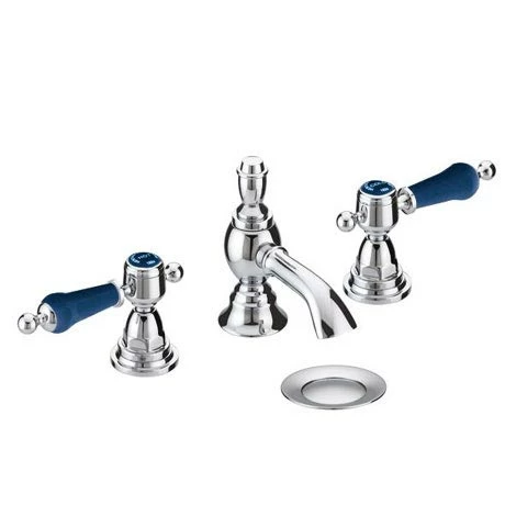 Heritage Bathrooms Heritage Glastonbury Midnight Blue 3 Hole Basin Mixer With Pop-up Waste - TGRBL06 1 Heritage Bathrooms Heritage Glastonbury Midnight Blue 3 Hole Basin Mixer With Pop-up Waste - TGRBL06