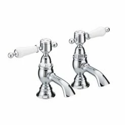 Heritage Bathrooms Heritage - Glastonbury Basin Pillar Taps - Chrome - TGRC00