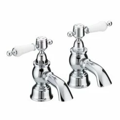 Heritage Bathrooms Heritage - Glastonbury Bath Pillar Taps - Chrome - TGRC01