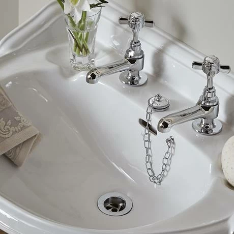 Heritage Bathrooms Heritage - Ornate Basin Waste With Porcelain Plug - Chrome - THC10P 2 Heritage Bathrooms Heritage - Ornate Basin Waste With Porcelain Plug - Chrome - THC10P - Image 2