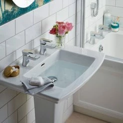 Heritage Bathrooms Heritage Lymington Lace Gold Basin Pillar Taps - TLYCG00 -Heritage Bathrooms shop TLYCG00 D1 460