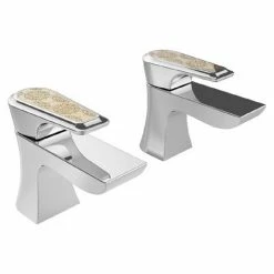 Heritage Bathrooms Heritage Lymington Lace Gold Basin Pillar Taps - TLYCG00