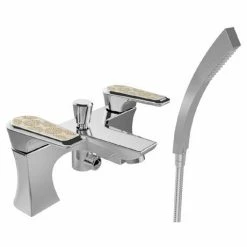 Heritage Bathrooms Heritage Lymington Lace Gold Bath Shower Mixer - TLYCG02