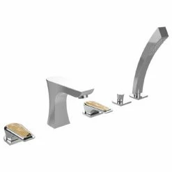 Heritage Bathrooms Heritage Lymington Lace Gold 5 Taphole Bath Shower Mixer - TLYCG074